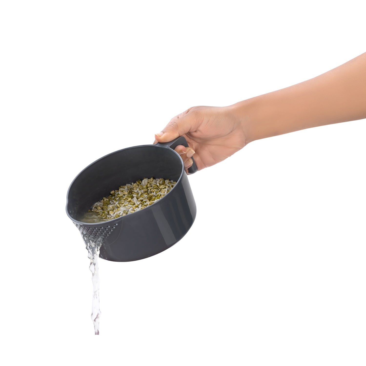 Full view of the rice dispenser with grains inside. Full view of the rice dispenser with grains inside.